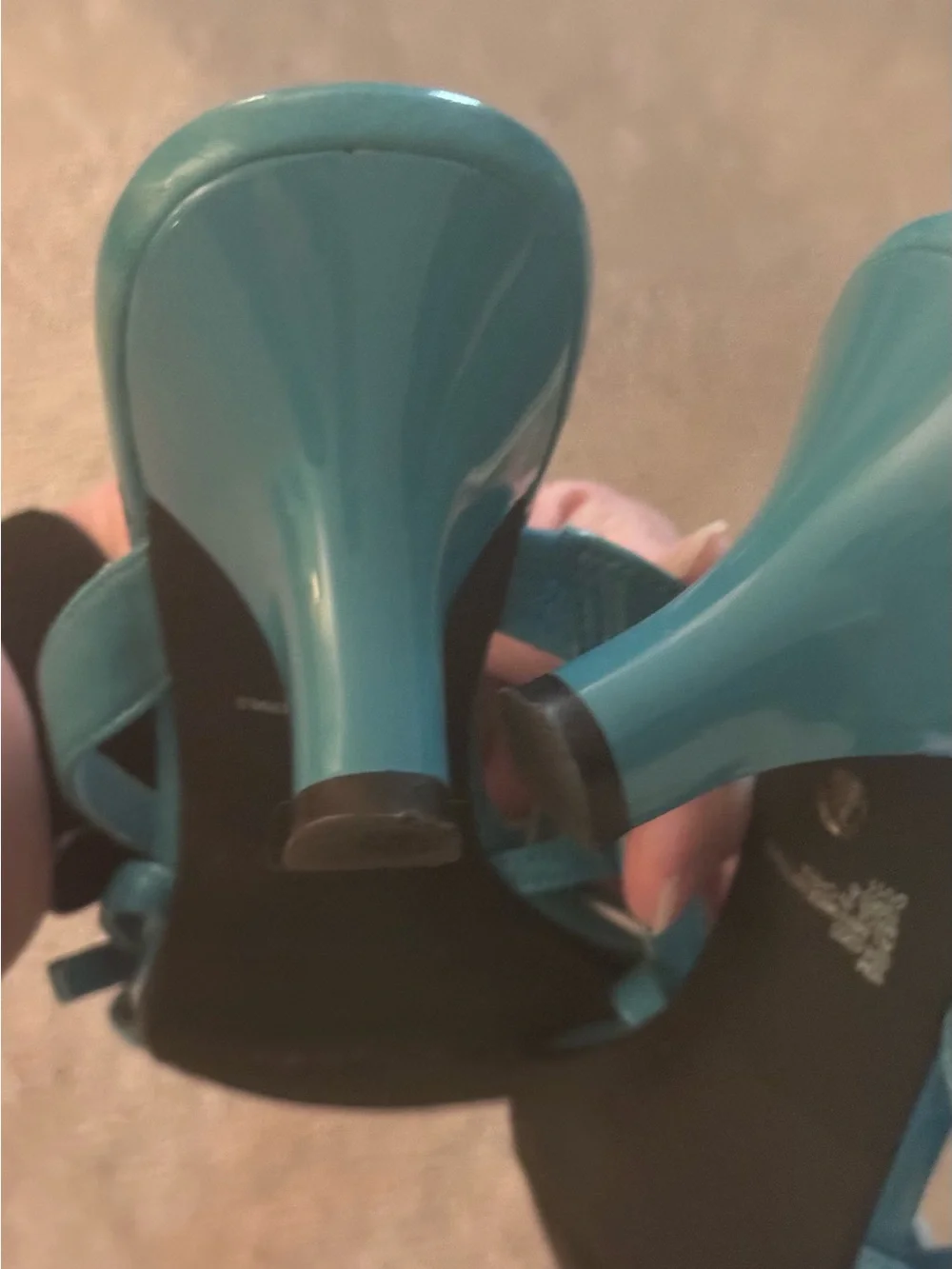 East 5th Teal, Bright Blue Strappy Kitten Heel Mule Sandals
